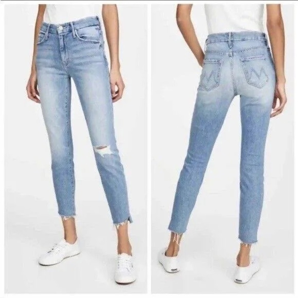 MOTHER Light Blue Cropped Denim Jeans